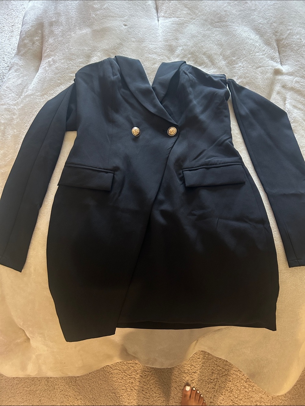 Women's Black Double-Breasted Blazer Coat